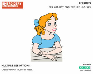 Wendy - Disney's Peter Pan & Tinker Bell - Embroidery Design in 3 sizes & 8 formats
