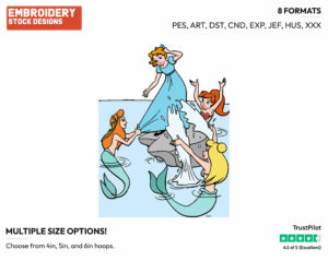 Wendy, Mermaids - Disney's Peter Pan & Tinker Bell - Embroidery Design in 3 sizes & 8 formats