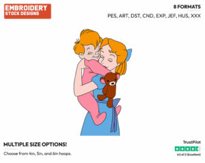 Wendy, Michael Hugging - Disney's Peter Pan & Tinker Bell - Embroidery Design in 3 sizes & 8 formats
