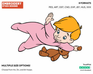 Michael Flying - Disney's Peter Pan & Tinker Bell - Embroidery Design in 3 sizes & 8 formats