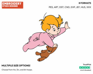 Michael Flying - Disney's Peter Pan & Tinker Bell - Embroidery Design in 3 sizes & 8 formats