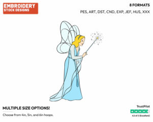 Blue Fairy - Disney's Pinocchio - Embroidery Design in 3 sizes & 8 formats