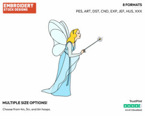 Blue Fairy - Disney's Pinocchio - Embroidery Design in 3 sizes & 8 formats