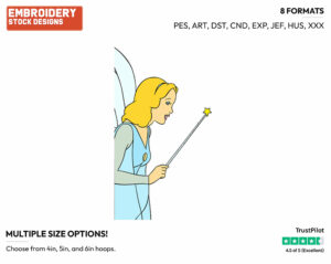 Blue Fairy - Disney's Pinocchio - Embroidery Design in 3 sizes & 8 formats