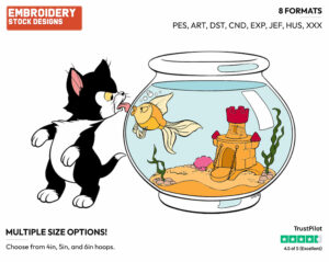 Cleo, Figaro - Disney's Pinocchio - Embroidery Design in 3 sizes & 8 formats