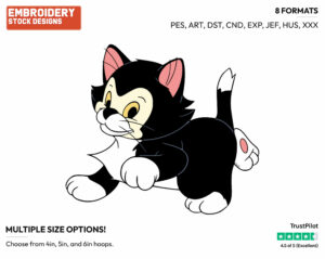 Figaro - Disney's Pinocchio - Embroidery Design in 3 sizes & 8 formats