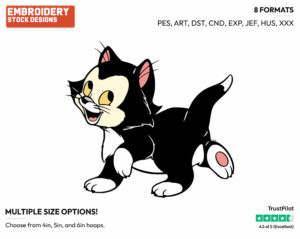 Figaro - Disney's Pinocchio - Embroidery Design in 3 sizes & 8 formats