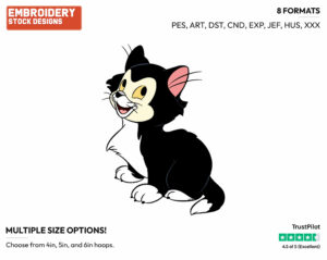 Figaro - Disney's Pinocchio - Embroidery Design in 3 sizes & 8 formats