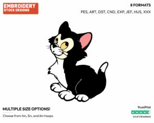 Figaro - Disney's Pinocchio - Embroidery Design in 3 sizes & 8 formats