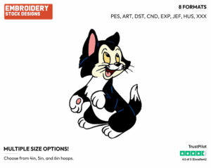 Figaro - Disney's Pinocchio - Embroidery Design in 3 sizes & 8 formats