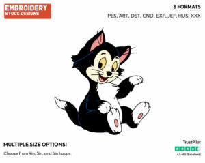 Figaro - Disney's Pinocchio - Embroidery Design in 3 sizes & 8 formats