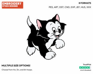 Figaro - Disney's Pinocchio - Embroidery Design in 3 sizes & 8 formats