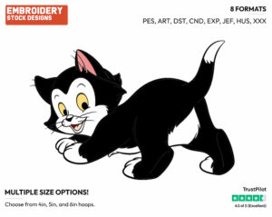 Cute Figaro - Disney's Pinocchio - Embroidery Design in 3 sizes & 8 formats