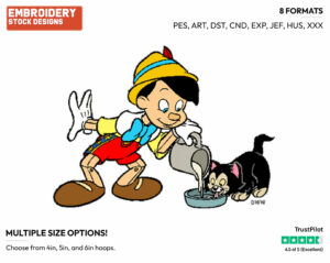 Pinocchio, Figaro - Disney's Pinocchio - Embroidery Design in 3 sizes & 8 formats