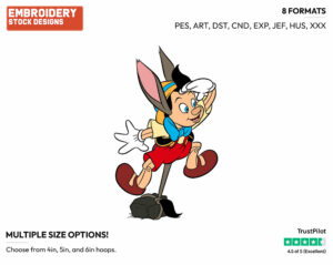 Donkey Pinocchio Underwater - Disney's Pinocchio - Embroidery Design in 3 sizes & 8 formats