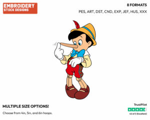 Pinocchio's Nose Growing - Disney's Pinocchio - Embroidery Design in 3 sizes & 8 formats