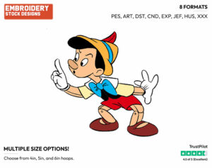 Pinocchio - Disney's Pinocchio - Embroidery Design in 3 sizes & 8 formats