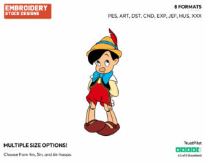 Pinocchio - Disney's Pinocchio - Embroidery Design in 3 sizes & 8 formats