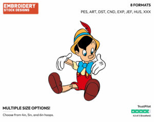 Pinocchio - Disney's Pinocchio - Embroidery Design in 3 sizes & 8 formats