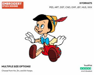 Pinocchio - Disney's Pinocchio - Embroidery Design in 3 sizes & 8 formats