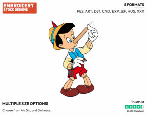 Pinocchio's Nose Growing - Disney's Pinocchio - Embroidery Design in 3 sizes & 8 formats