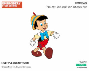 Pinocchio - Disney's Pinocchio - Embroidery Design in 3 sizes & 8 formats