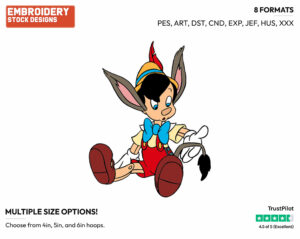 Pinocchio Turning Into A Donkey - Disney's Pinocchio - Embroidery Design in 3 sizes & 8 formats