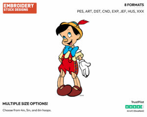Pinocchio - Disney's Pinocchio - Embroidery Design in 3 sizes & 8 formats