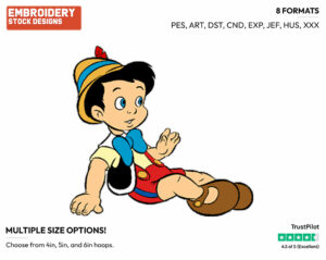 Pinocchio Is A Real Boy - Disney's Pinocchio - Embroidery Design in 3 sizes & 8 formats