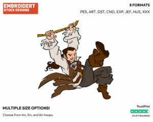 Will Turner - Disney's Pirates of the Caribbean - Embroidery Design in 3 sizes & 8 formats