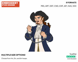 Will Turner - Disney's Pirates of the Caribbean - Embroidery Design in 3 sizes & 8 formats