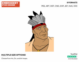 Chief Powhatan - Disney's Pocahontas - Embroidery Design in 3 sizes & 8 formats