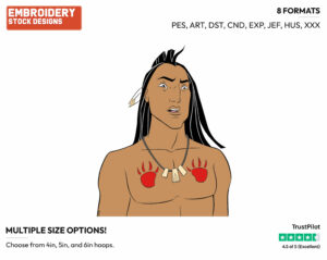 Kocoum - Disney's Pocahontas - Embroidery Design in 3 sizes & 8 formats