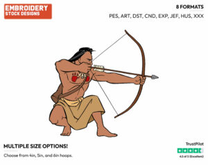 Kocoum, Bow, Arrow - Disney's Pocahontas - Embroidery Design in 3 sizes & 8 formats