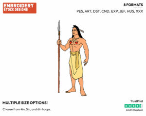 Kocoum - Disney's Pocahontas - Embroidery Design in 3 sizes & 8 formats
