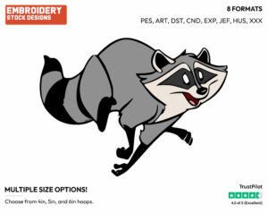 Meeko Running - Disney's Pocahontas - Embroidery Design in 3 sizes & 8 formats