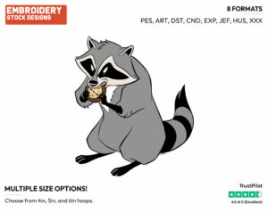 Meeko Biting Into Compass - Disney's Pocahontas - Embroidery Design in 3 sizes & 8 formats