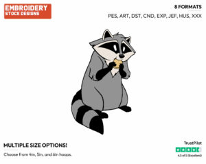 Meeko Eating Cracker - Disney's Pocahontas - Embroidery Design in 3 sizes & 8 formats