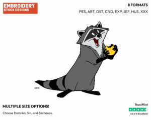 Meeko - Disney's Pocahontas - Embroidery Design in 3 sizes & 8 formats
