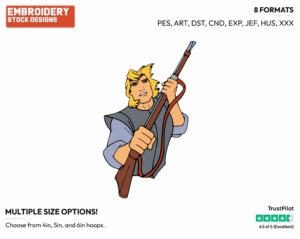 John Smith Clutching His Gun - Disney's Pocahontas - Embroidery Design in 3 sizes & 8 formats