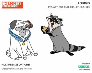 Percy, Meeko - Disney's Pocahontas - Embroidery Design in 3 sizes & 8 formats