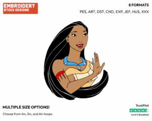 Pocahontas Waving - Disney's Pocahontas - Embroidery Design in 3 sizes & 8 formats