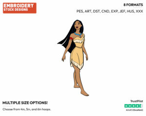 Pocahontas - Disney's Pocahontas - Embroidery Design in 3 sizes & 8 formats