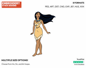 Pocahontas - Disney's Pocahontas - Embroidery Design in 3 sizes & 8 formats
