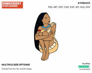 Pocahontas - Disney's Pocahontas - Embroidery Design in 3 sizes & 8 formats