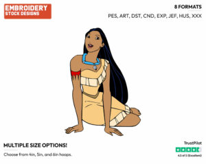 Pocahontas - Disney's Pocahontas - Embroidery Design in 3 sizes & 8 formats