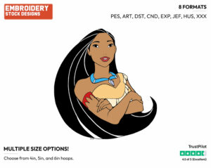 Pocahontas - Disney's Pocahontas - Embroidery Design in 3 sizes & 8 formats
