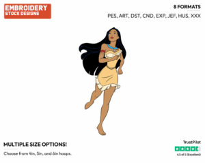 Pocahontas Running - Disney's Pocahontas - Embroidery Design in 3 sizes & 8 formats