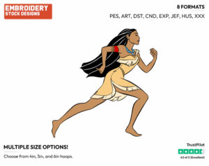 Pocahontas Running - Disney's Pocahontas - Embroidery Design in 3 sizes & 8 formats