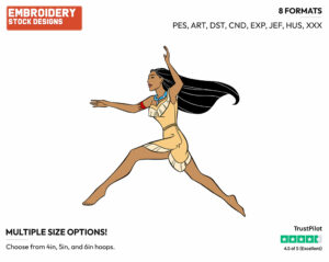 Pocahontas Jumping - Disney's Pocahontas - Embroidery Design in 3 sizes & 8 formats